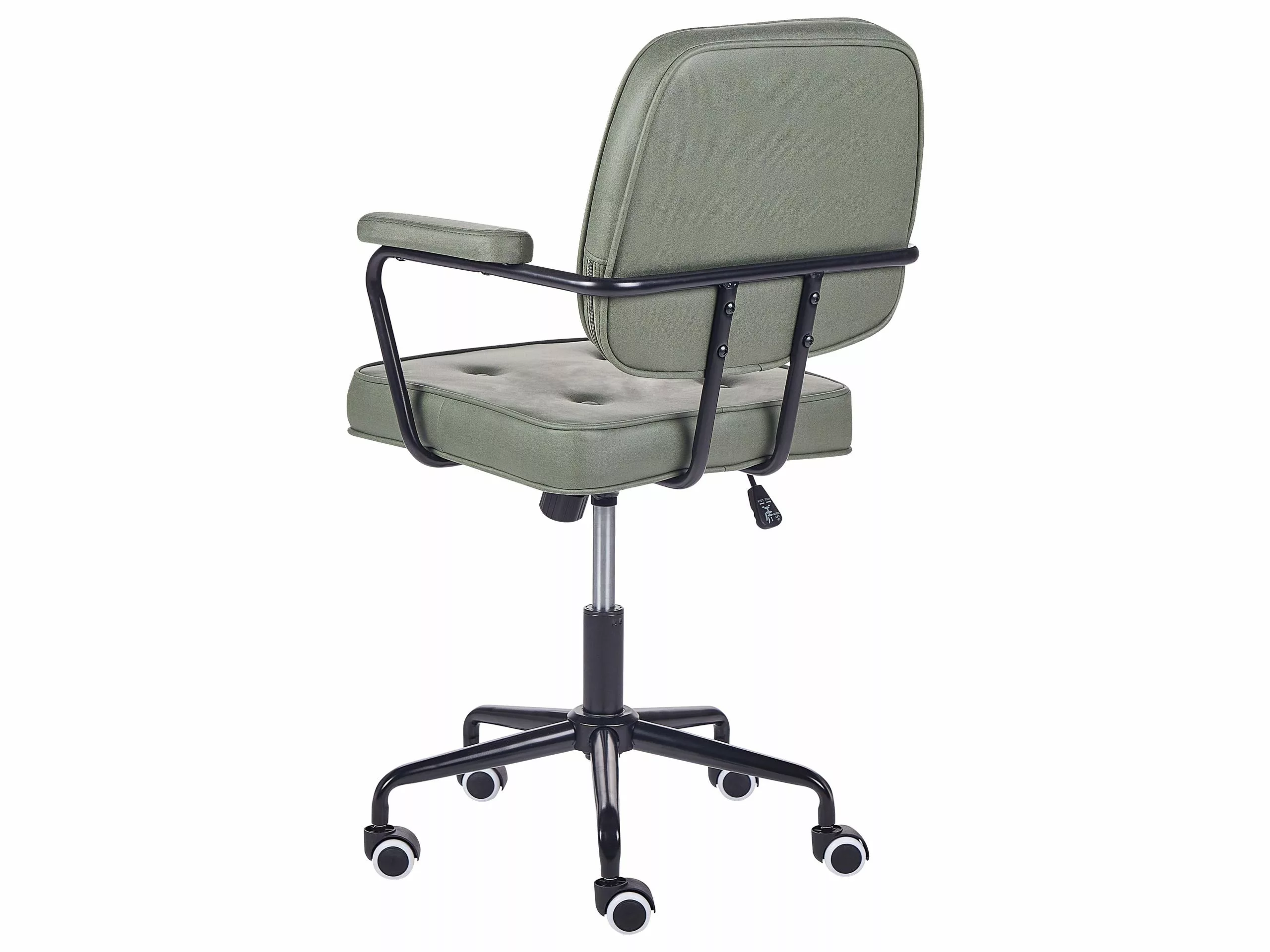 Beliani Silla De Oficina De Piel Sintética Verde/negro PAWNEE - Imagen 6