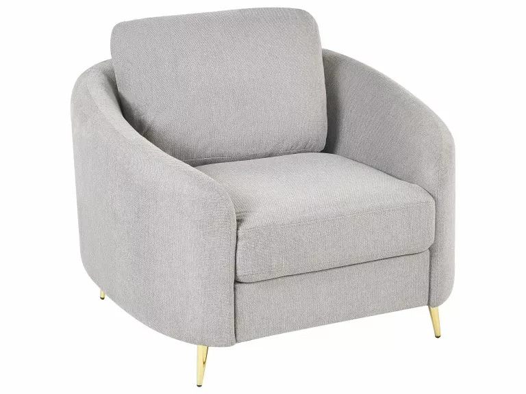 Beliani Sillón De Poliéster Gris Claro/dorado TROSA - Imagen 4