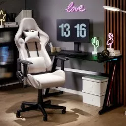 Beliani Silla De Oficina De Poliéster Gris Claro/negro WARRIOR -Sillas Ventas undef src sa picid 852021 type color image