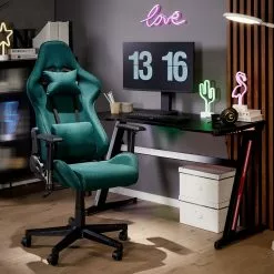 Beliani Silla De Oficina De Poliéster Verde Oscuro/negro WARRIOR -Sillas Ventas undef src sa picid 852073 type color image