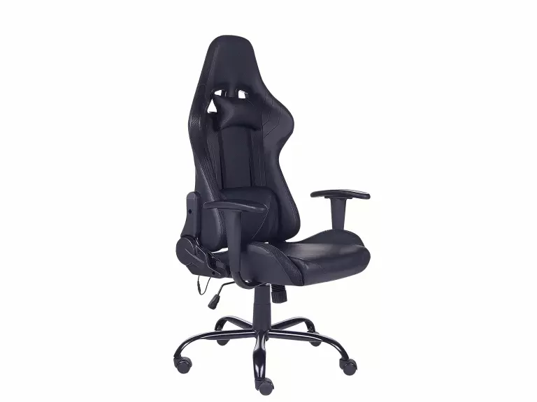 Beliani Silla De Oficina LED De Piel Sintética Negra GLEAM - Imagen 4