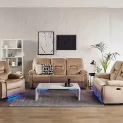 Beliani Sillón LED Reclinable De Terciopelo Beige Arena BERGEN -Sillas Ventas undef src sa picid 853919 type whitesh image scaled