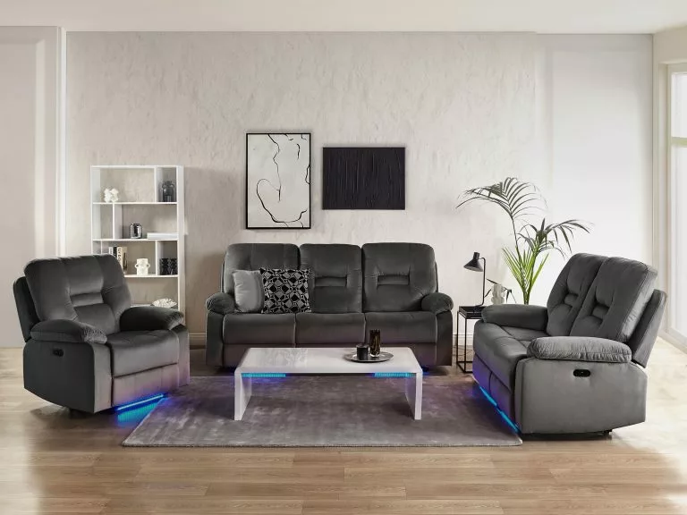 Beliani Sillón LED Reclinable De Terciopelo Gris Oscuro BERGEN 6 Beliani Sillón LED Reclinable De Terciopelo Gris Oscuro BERGEN - Imagen 4